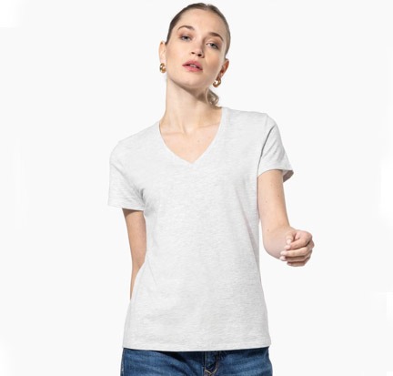 Kariban – Ladies‘ short-sleeved V-neck T-shirt